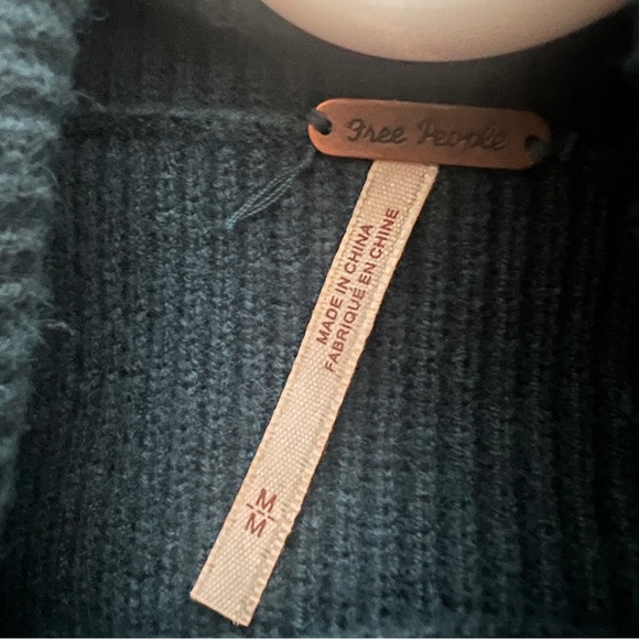 Free People Softly Structured Knit Tunic Sweater Oversized In Deep Jade Size M - Picture 7 of 8